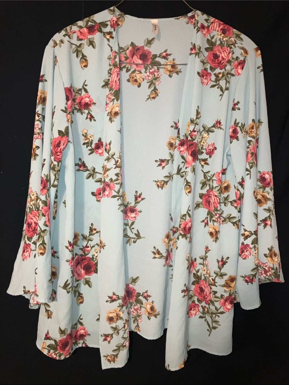 Light Blue Floral Open-Front Wrap Scarf
